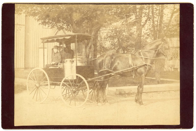 John Alfred and Herbert on the milk wagon