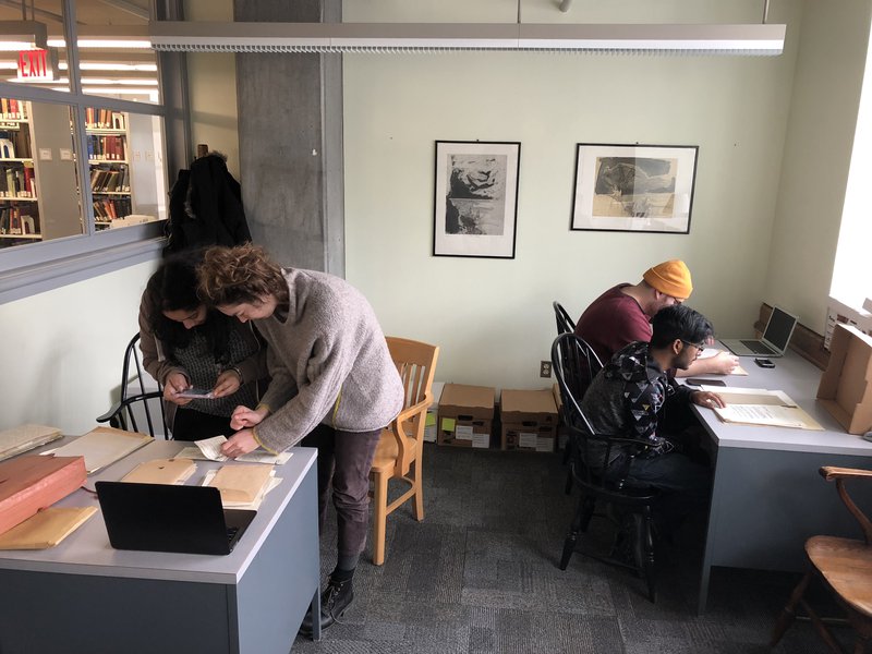 Winter Session Students researching in the Bard Archives
