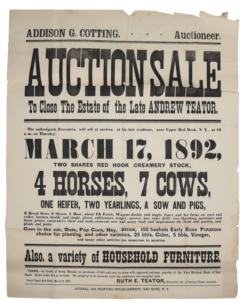 Teator Auction Poster fo 1892
