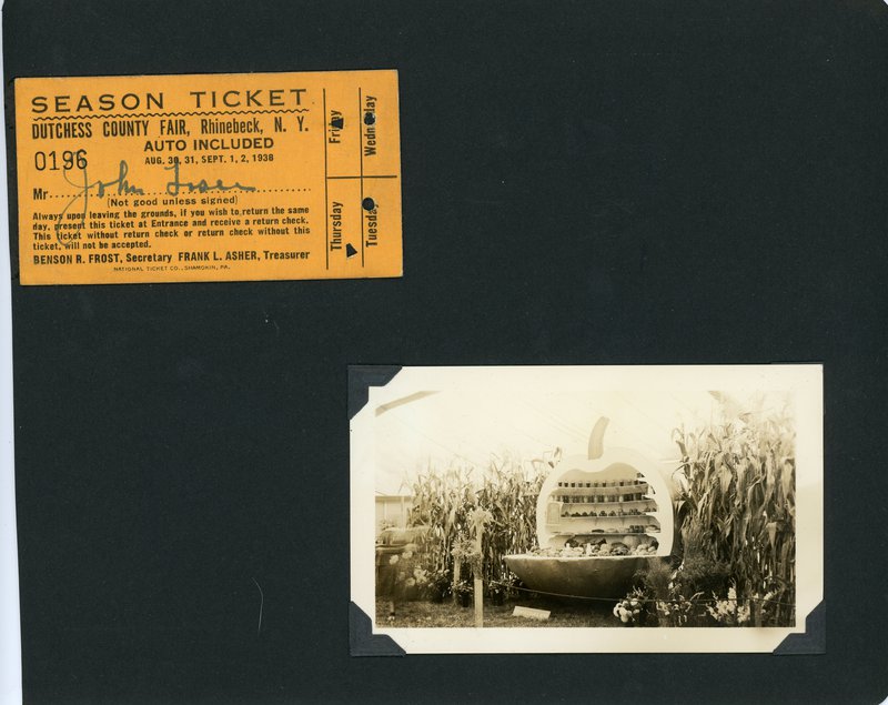 Ephemera from 1938 Dutchess County Fair, entry ticket and photograph